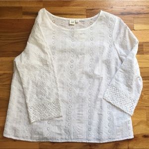 White cotton embroidered eyelet shirt